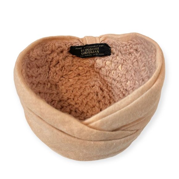 Vintage BERGDORF GOODMAN Beige Cashmere Knit Turban Hat, Size S main image 6